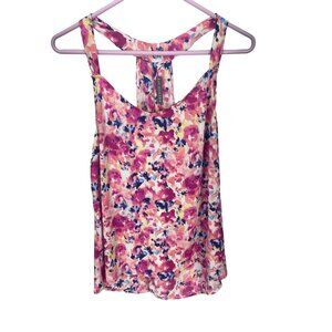 Brixon Ivy Pink Blue Floral Print Size Medium Tank Top